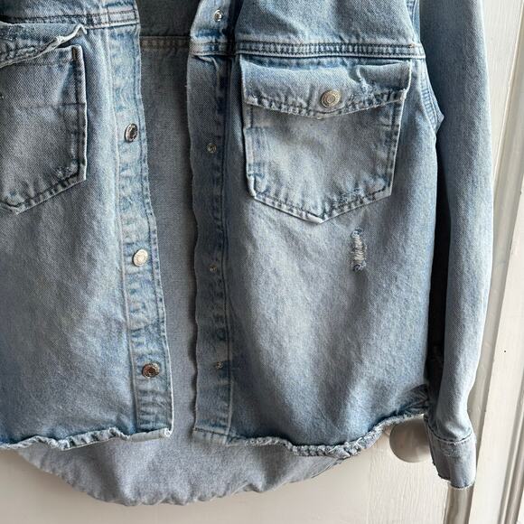 Zara Distressed Denim Jeans Jacket - Picture 8 of 10
